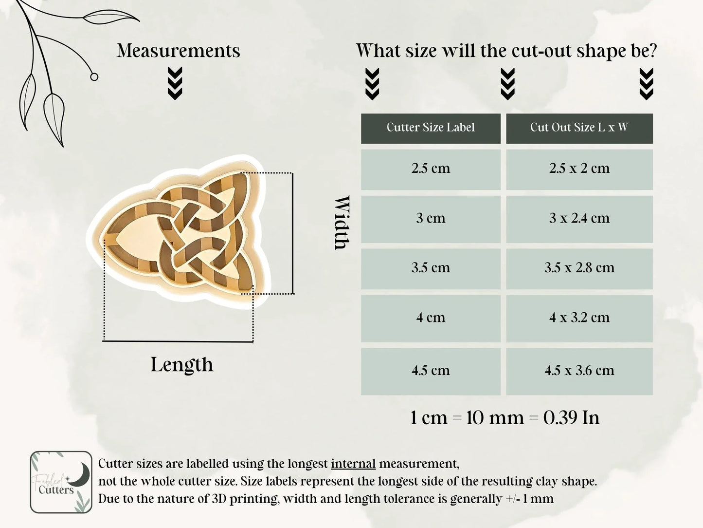 Celtic Knot Clay Cutter, all-in-one triangular shaped cutter for use with polymer and silver clay, various sizes.-Basic Cutters