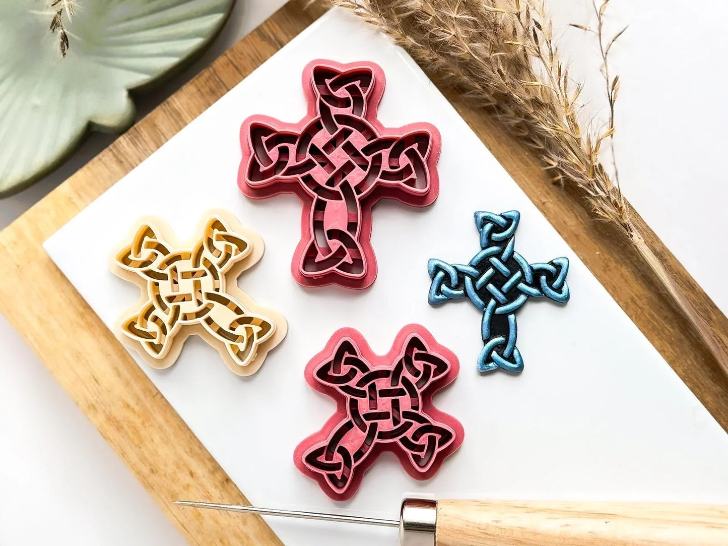 Celtic Cross Clay Cutter, all-in-one cross knot shaped cutter for use with polymer and silver clay, various sizes.-Basic Cutters