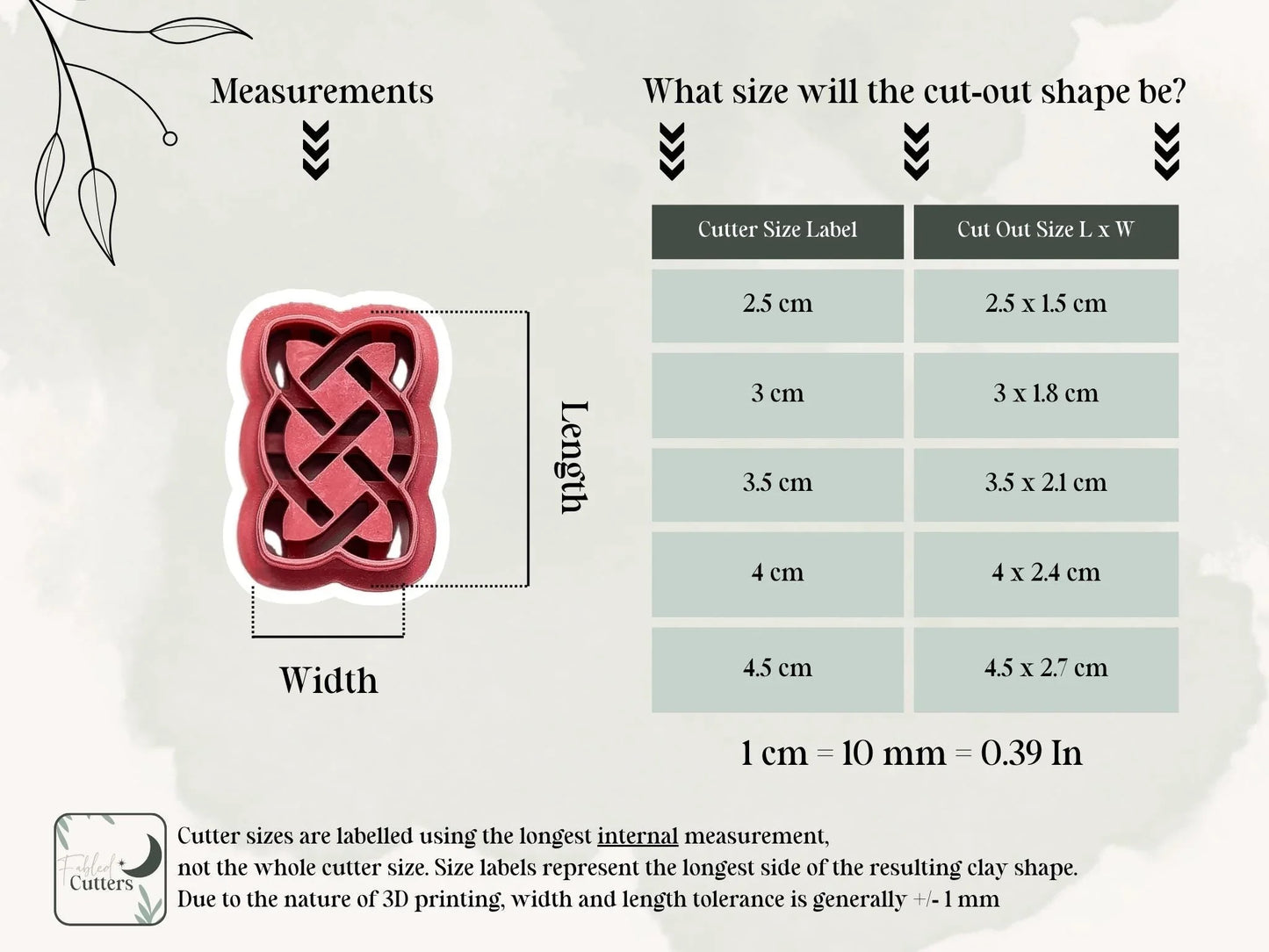 Celtic Sailor's Knot Clay Cutter, rectngular celtic knot shaped cutter for use with polymer clay and silver clay, various sizes.-Basic Cutters