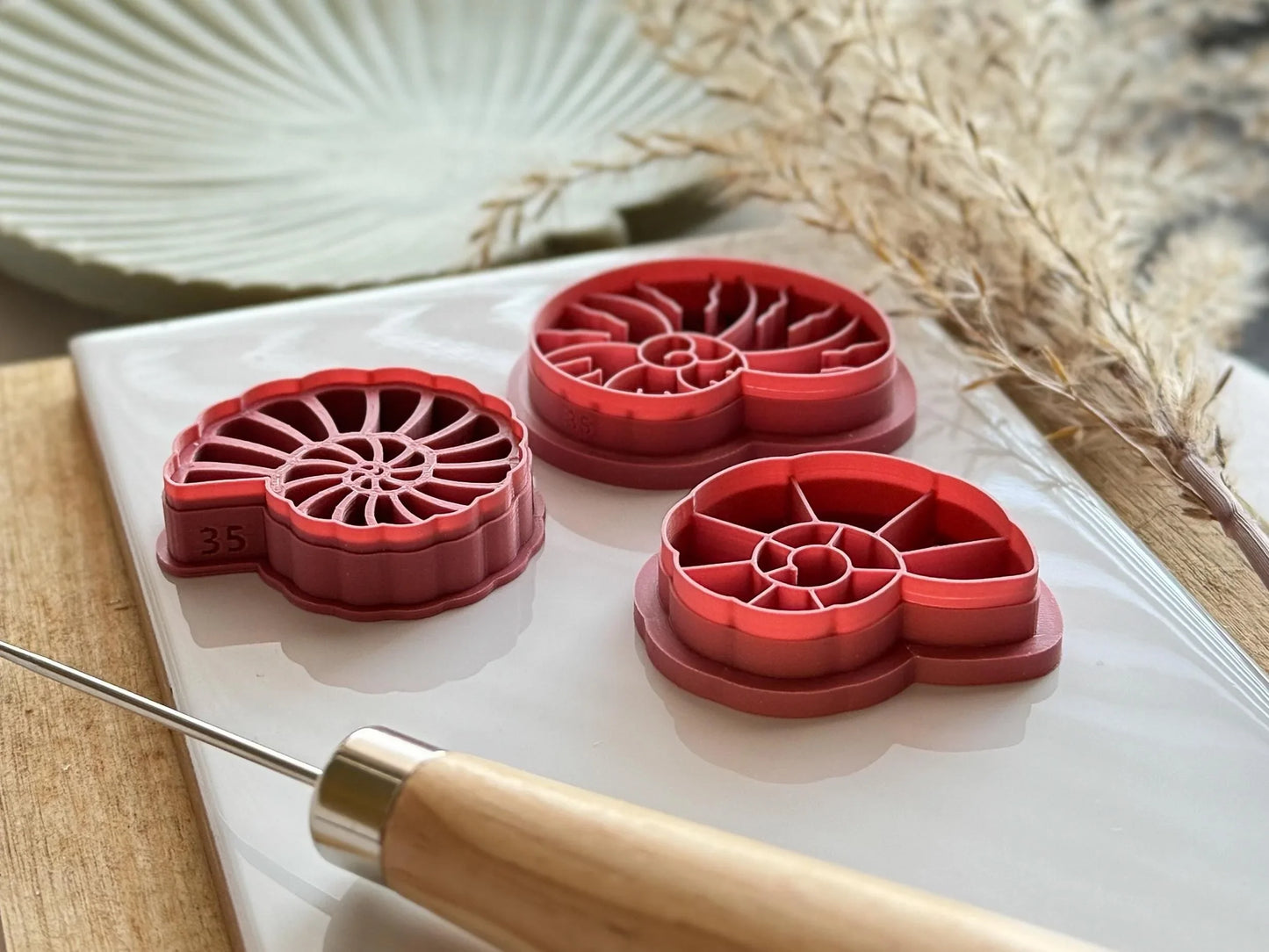 Sea Shell Clay Cutter Set, 3 designs of sea snail shell shaped cutters for polymer clay and silver clay, various sizes-Summer Cutters
