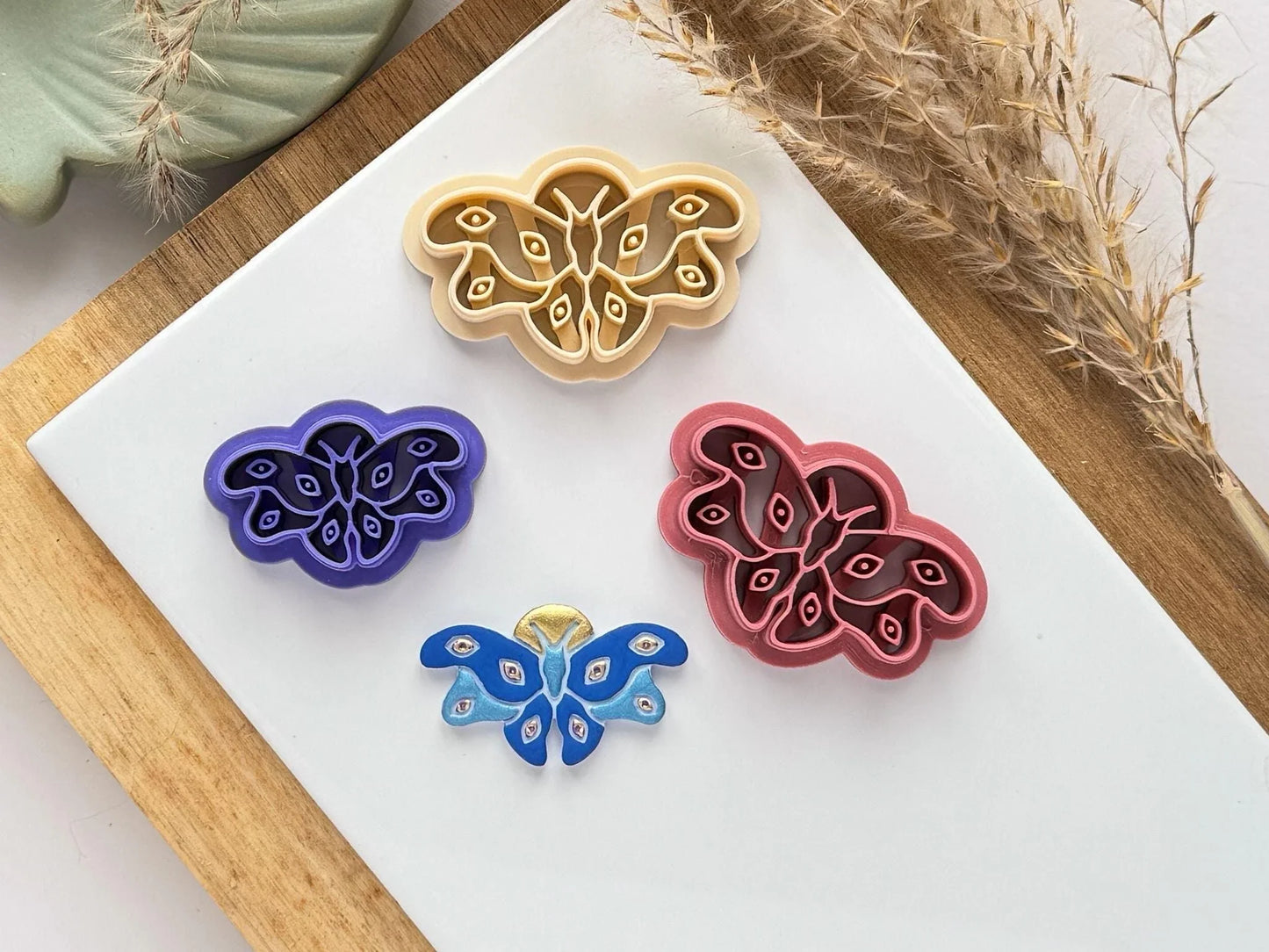 Moth and Moon Clay Cutter, mystical moth cutter for polymer clay and silver clay, various sizes available-Gothic / Alt Cutters
