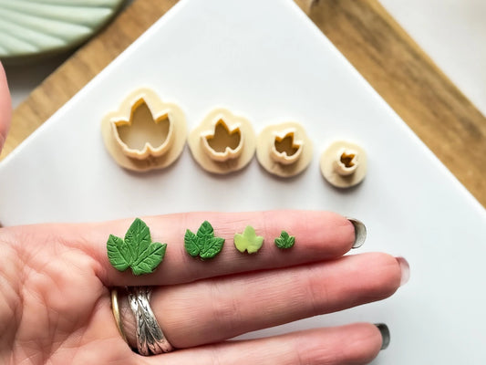 Micro Grape Leaf Clay Cutters, set of 40.5 - 1.5 cm leaf cutters for Polymer clay and silver clay-Micro Clay Cutters