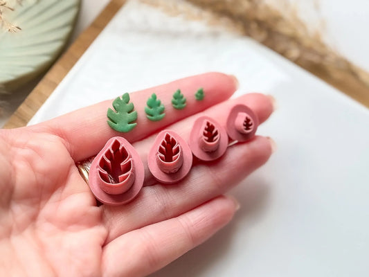 Micro Monstera Leaf Clay Cutters, set of 0.5 - 1.5 cm leaf cutters for Polymer clay and silver clay-Micro Clay Cutters