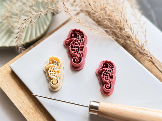 Seahorse Clay Cutter, single cutter with imprint details and ribbed body design for cutting polymer clay, silver clay and similar materials!-Summer Cutters