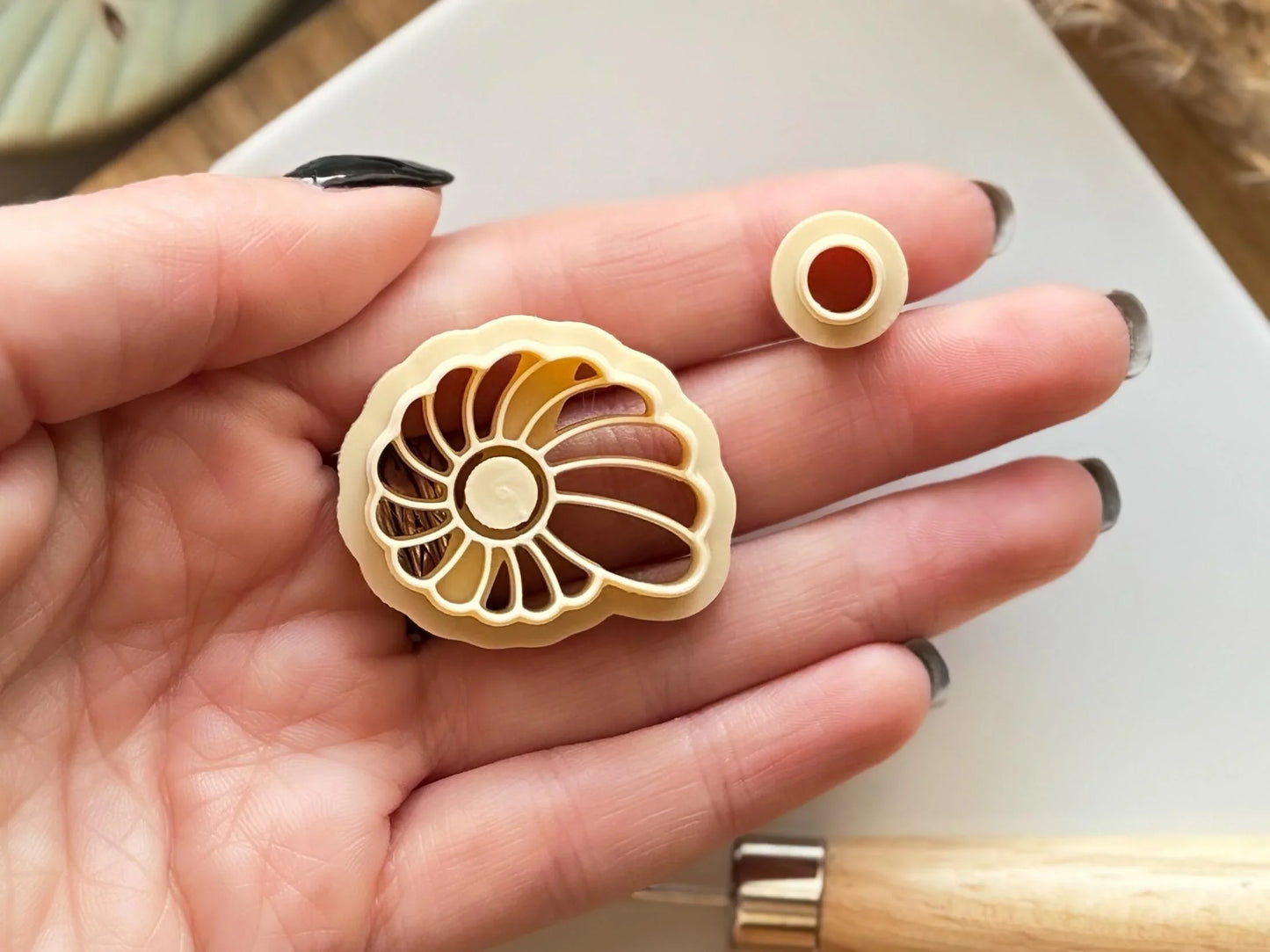 Inlay Spiral Seashell Clay Cutter, 2 part cutter for creating faux gemstone clay art and jewellery.-Summer Cutters