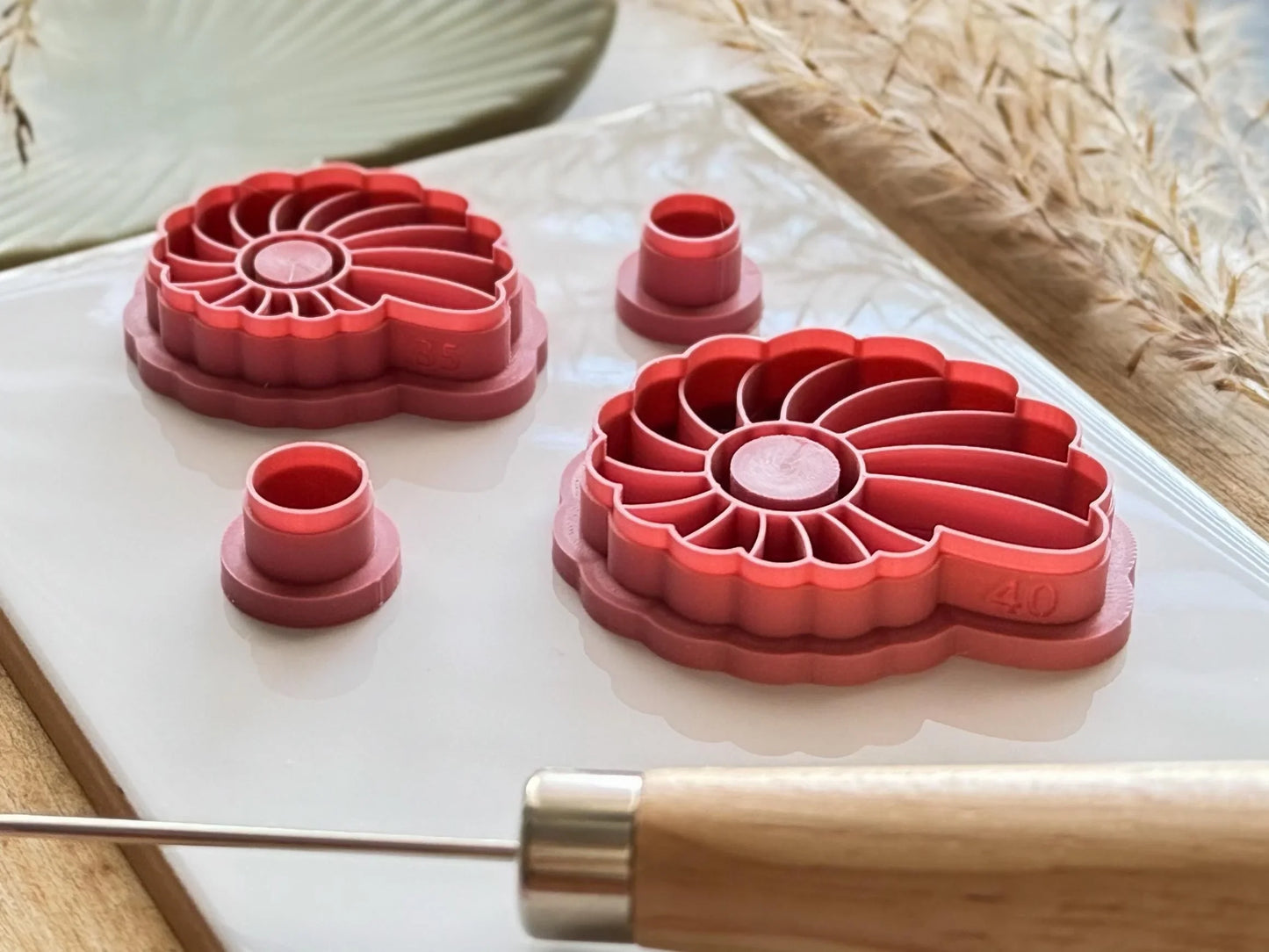 Inlay Spiral Seashell Clay Cutter, 2 part cutter for creating faux gemstone clay art and jewellery.-Summer Cutters