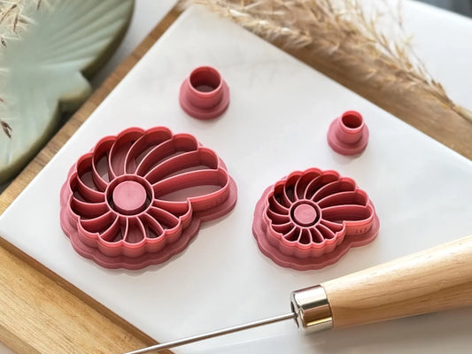 Inlay Spiral Seashell Clay Cutter, 2 part cutter for creating faux gemstone clay art and jewellery.-Summer Cutters