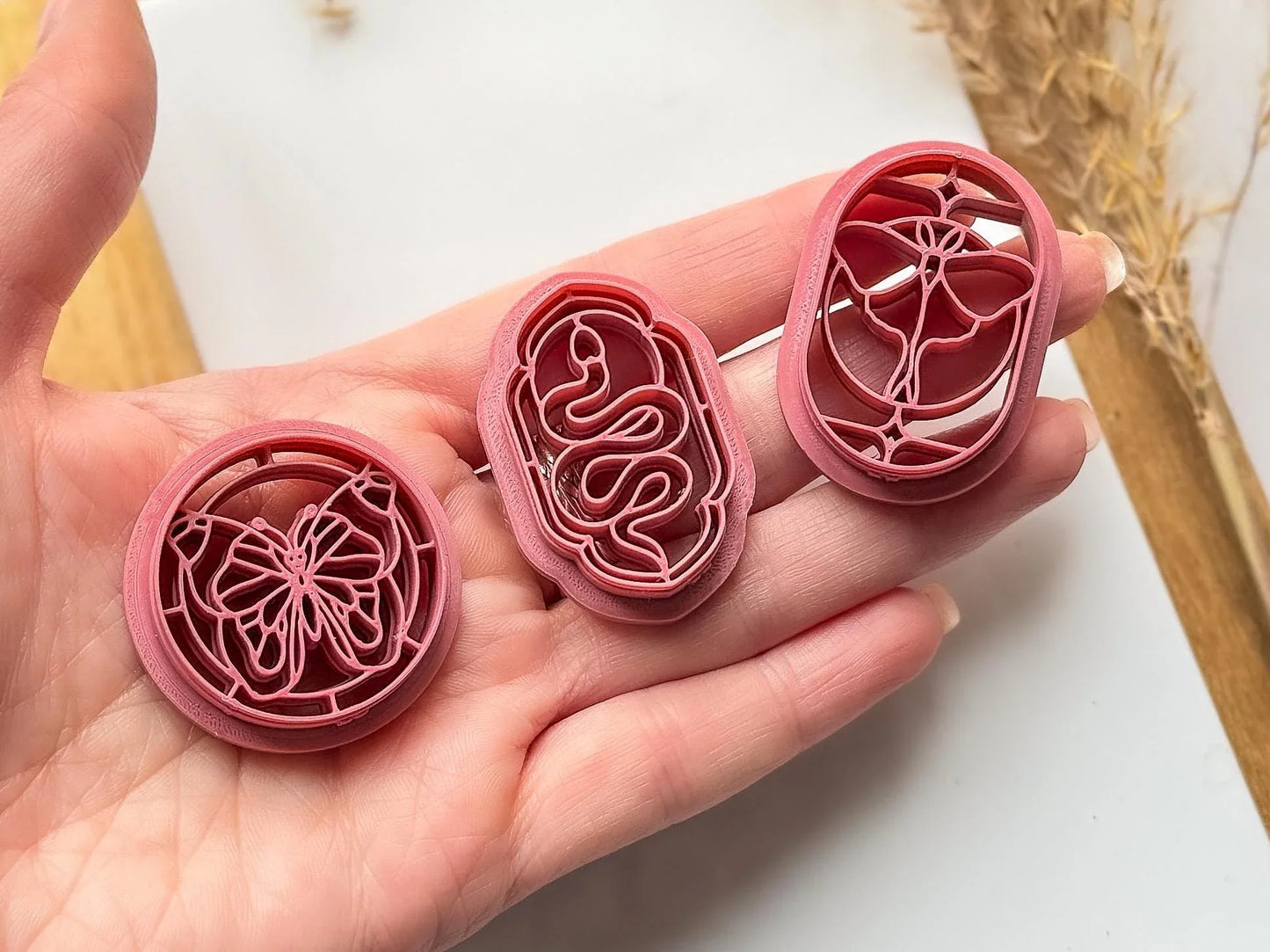 Celestial Clay Cutter set, stained glass effect moth, snake and butterfly cutters for polymer clay and silver clay, UK made-Animal & Nature Cutters