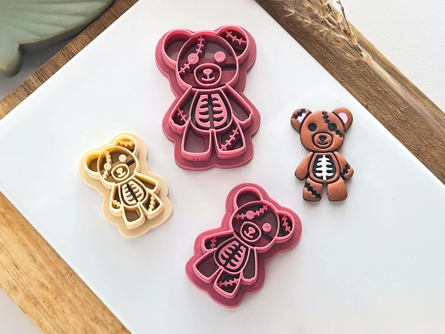 Spooky Teddy Bear Clay Cutter, detailed zombie bear shaped cutter for polymer clay-Gothic / Alt Cutters