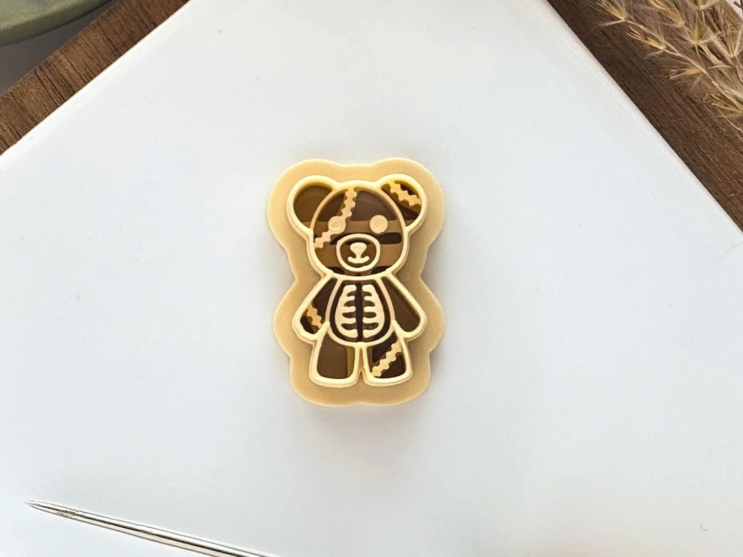 Spooky Teddy Bear Clay Cutter, detailed zombie bear shaped cutter for polymer clay-Gothic / Alt Cutters