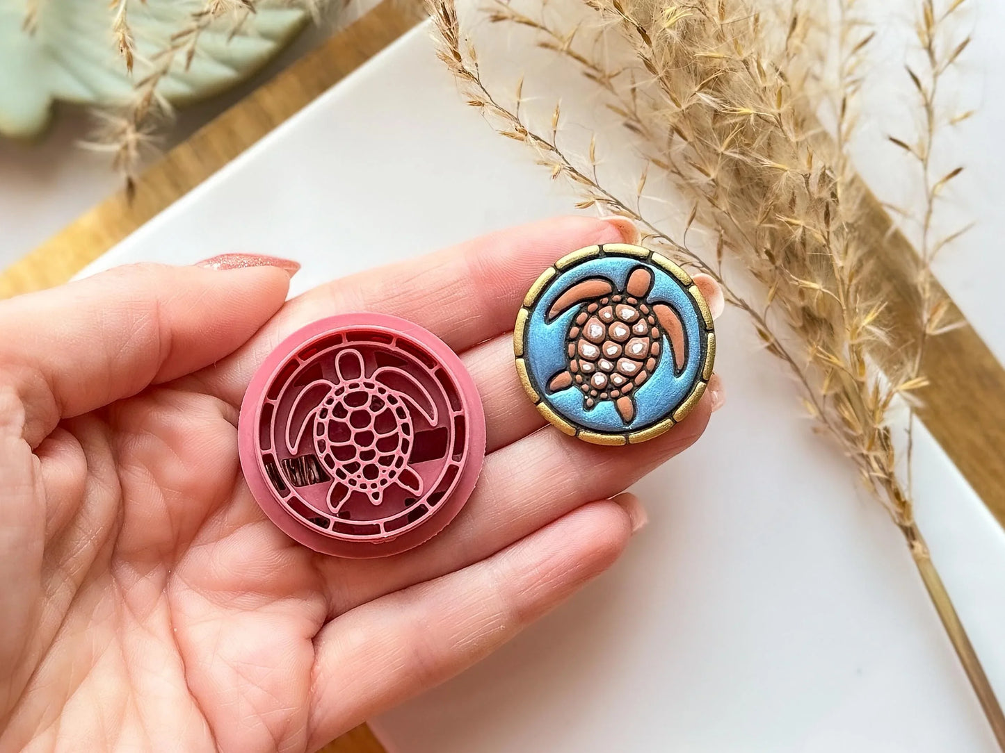 Turtle Frame Clay Cutter, stained glass effect sea turtle cutter for polymer clay and silver clay, various sizes available, made in the UK-Animal & Nature Cutters