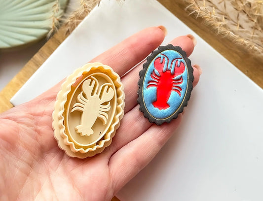 Lobster Clay Cutter, frame style cutter with debossed lobster detail for polymer clay and silver clay, various sizes available, UK made-Animal & Nature Cutters