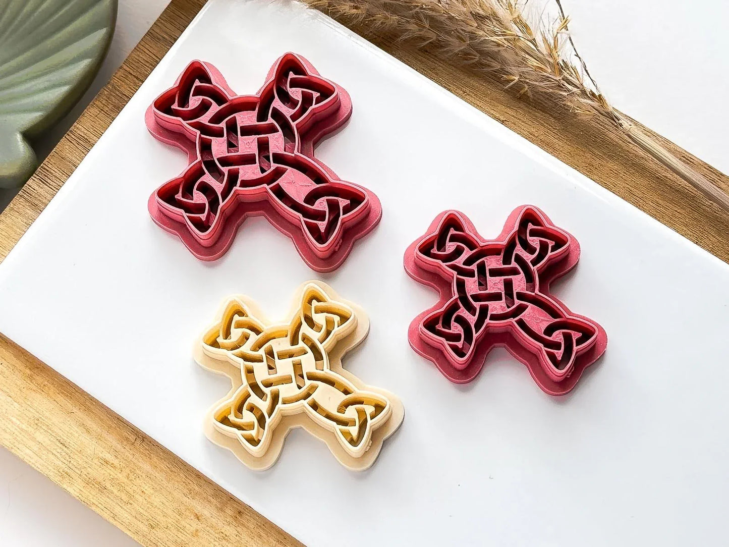 Celtic Cross Clay Cutter, all-in-one cross knot shaped cutter for use with polymer and silver clay, various sizes.-Basic Cutters