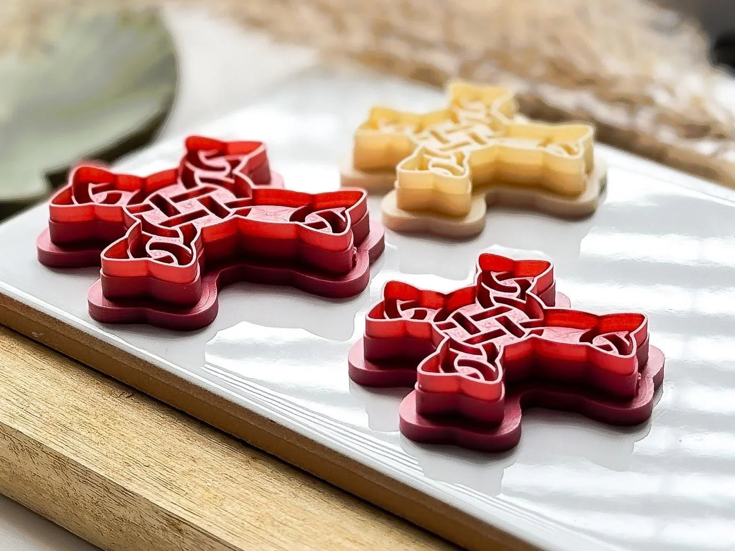 Celtic Cross Clay Cutter, all-in-one cross knot shaped cutter for use with polymer and silver clay, various sizes.-Basic Cutters