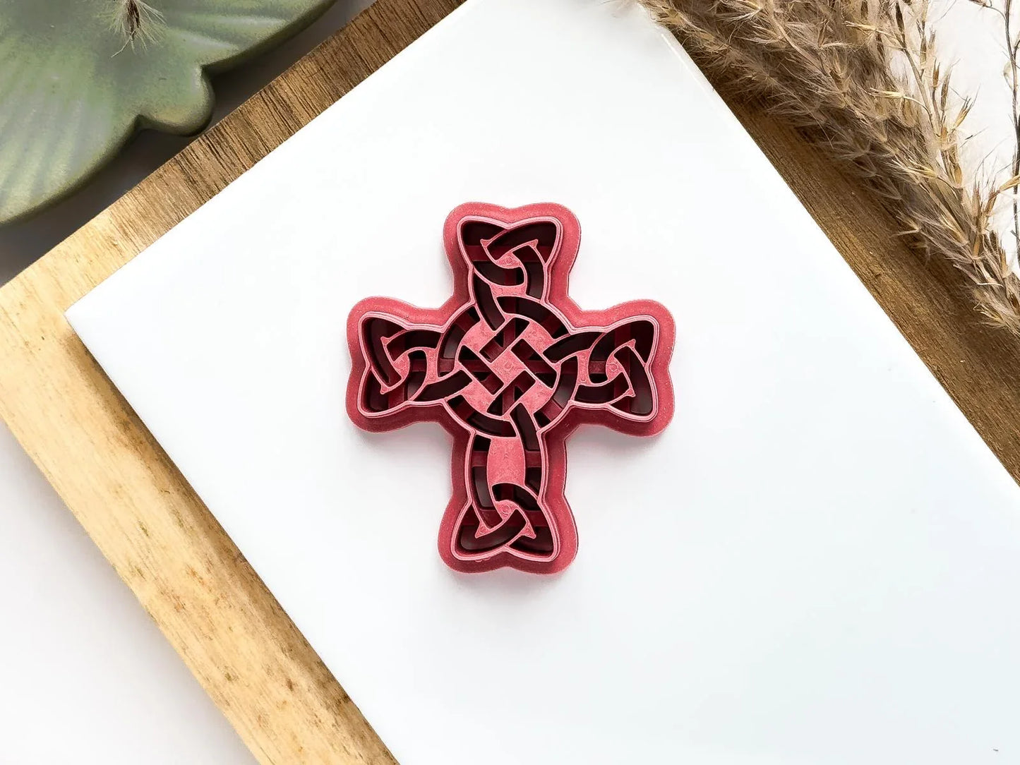 Celtic Cross Clay Cutter, all-in-one cross knot shaped cutter for use with polymer and silver clay, various sizes.-Basic Cutters
