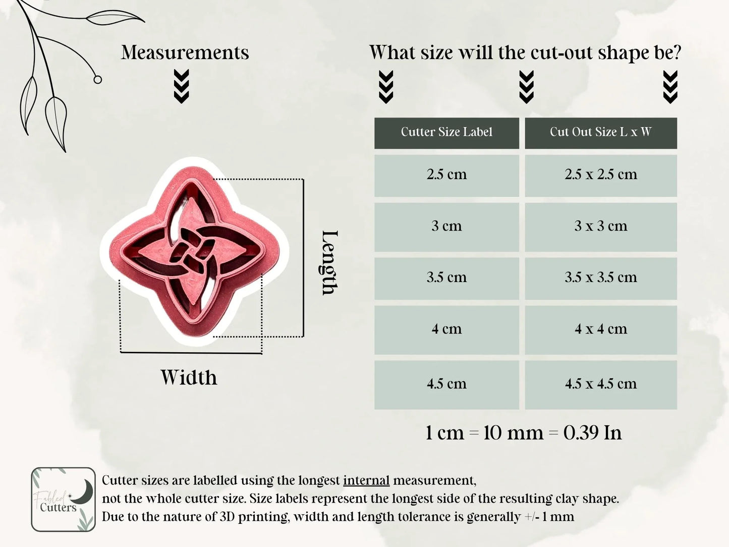 Celtic Quaternary Knot Clay Cutter, diamond / square celtic knot shaped cutter for use with polymer clay and silver clay, various sizes.-Basic Cutters