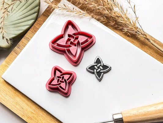 Celtic Quaternary Knot Clay Cutter, diamond / square celtic knot shaped cutter for use with polymer clay and silver clay, various sizes.-Basic Cutters