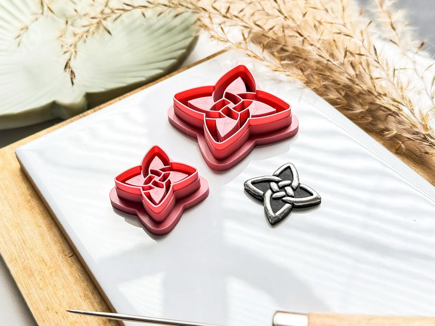 Celtic Quaternary Knot Clay Cutter, diamond / square celtic knot shaped cutter for use with polymer clay and silver clay, various sizes.-Basic Cutters