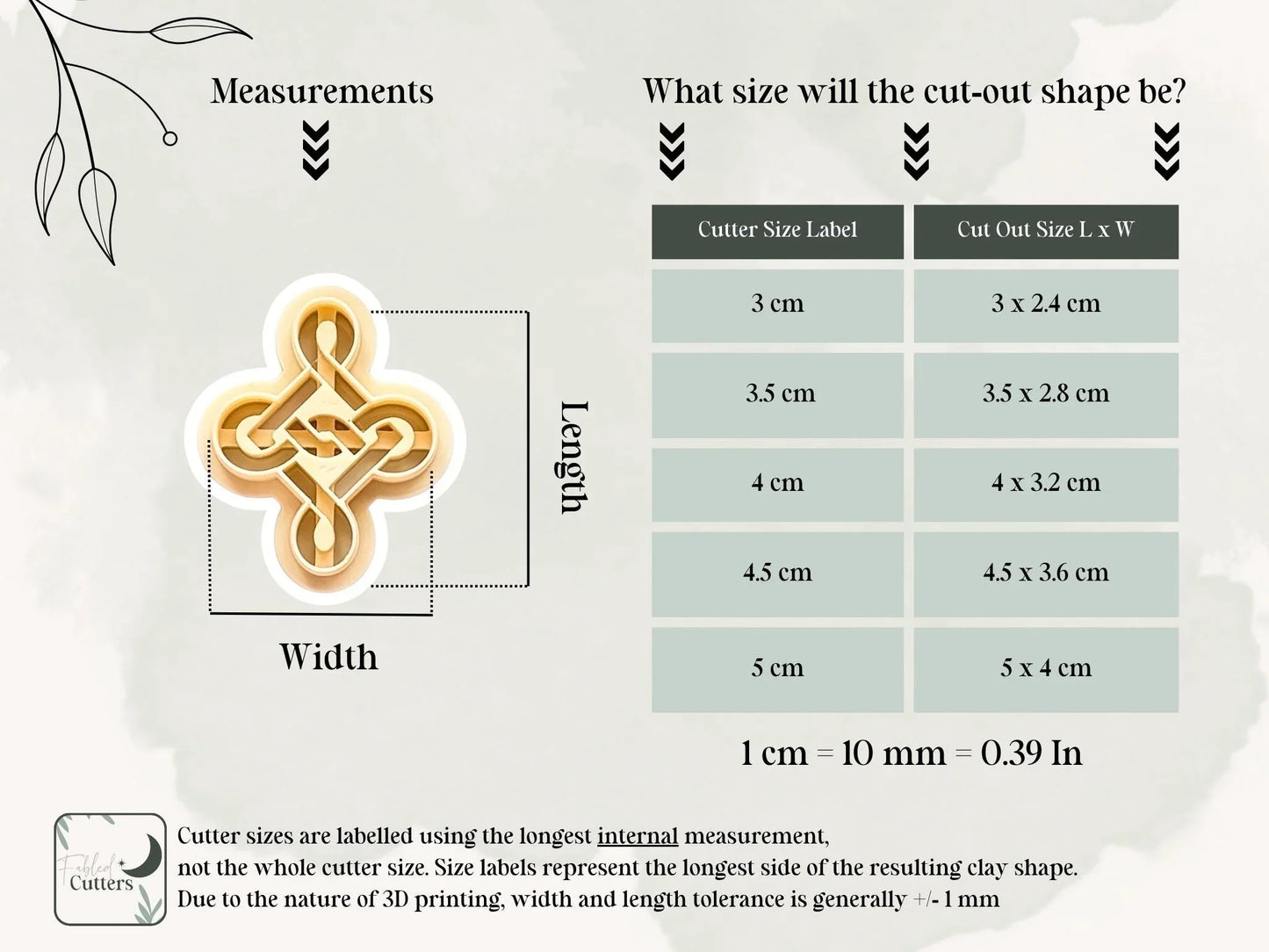 Celtic Quaternary Knot Clay Cutter, long 4 loop celtic knot shaped cutter for use with polymer clay and silver clay, various sizes.-Basic Cutters