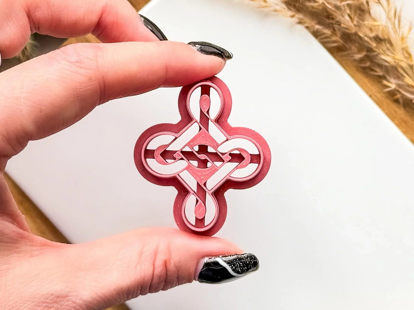 Celtic Quaternary Knot Clay Cutter, long 4 loop celtic knot shaped cutter for use with polymer clay and silver clay, various sizes.-Basic Cutters