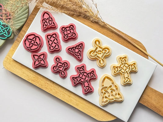 Celtic Knot Clay Cutter Set, 8 cutter set for use with polymer clay and silver clay, various sizes.-Basic Cutters