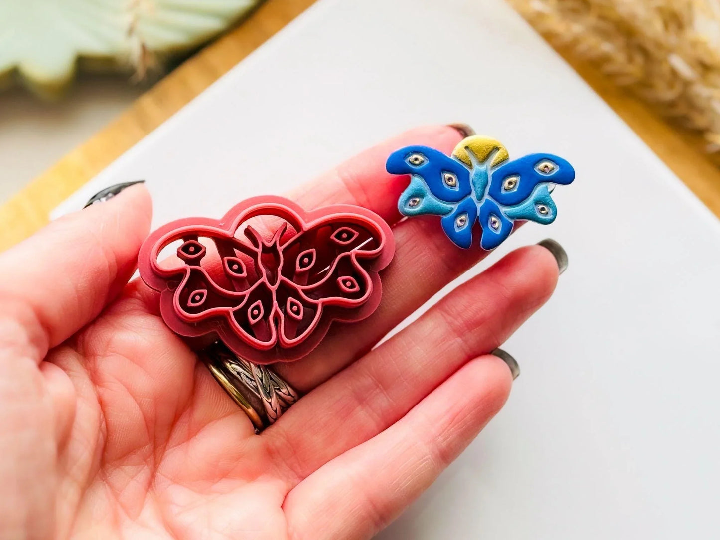 Moth and Moon Clay Cutter, mystical moth cutter for polymer clay and silver clay, various sizes available-Gothic / Alt Cutters