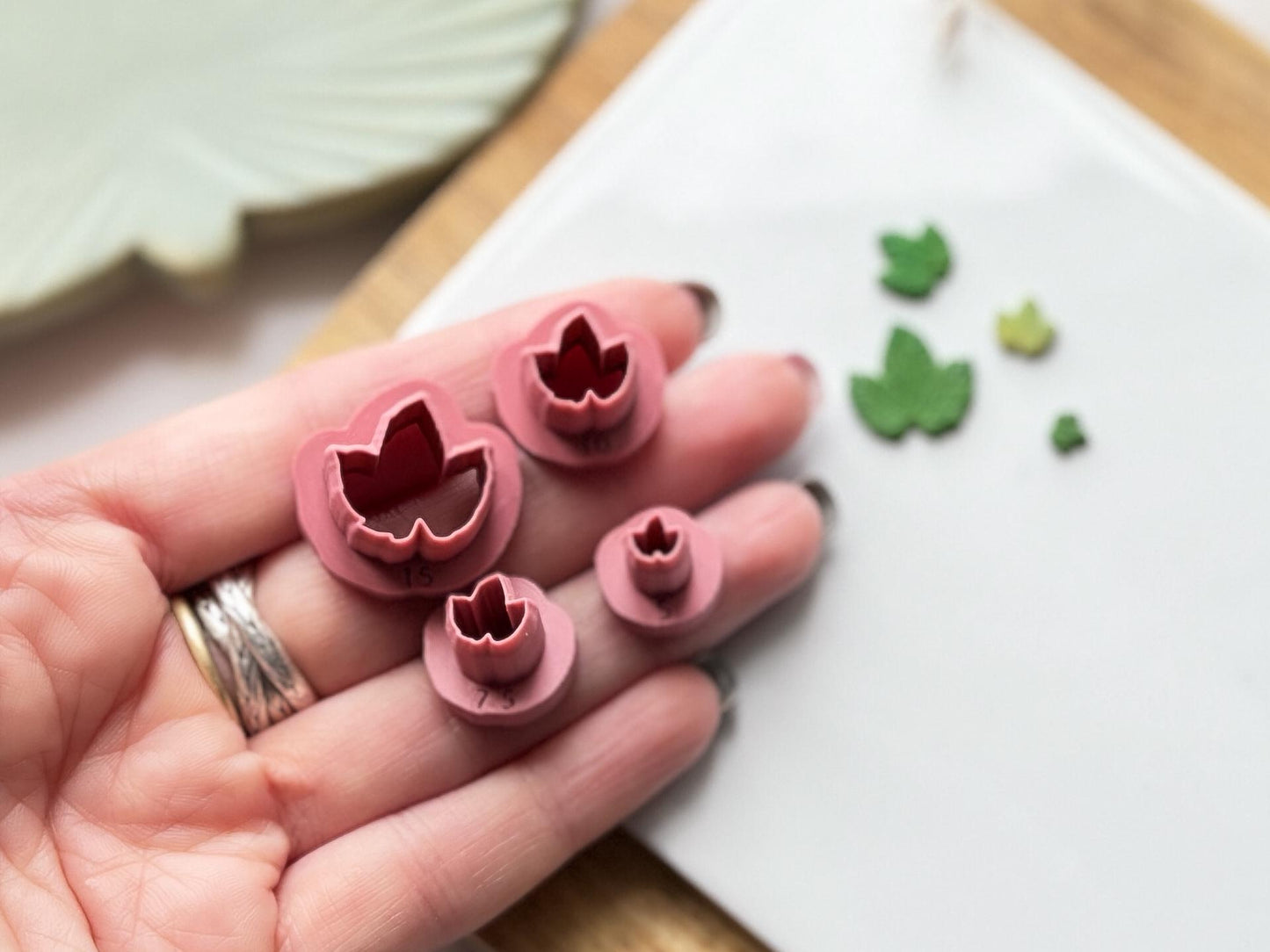 Micro Grape Leaf Clay Cutters, set of 40.5 - 1.5 cm leaf cutters for Polymer clay and silver clay-Micro Clay Cutters