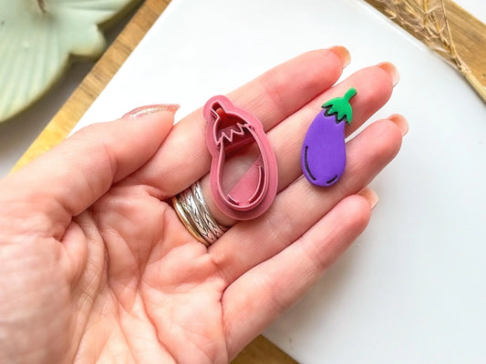 Aubergine Clay Cutter, eggplant shaped cutter for polymer clay and silver clay, 5 sizes to choose from, Made in the UK-Food Themed Cutters