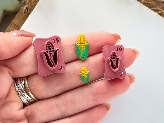 Micro corn clay cutter, 1.5 & 1 cm mini maize shaped cutters for polymer clay and silver clay, UK made-Micro Clay Cutters