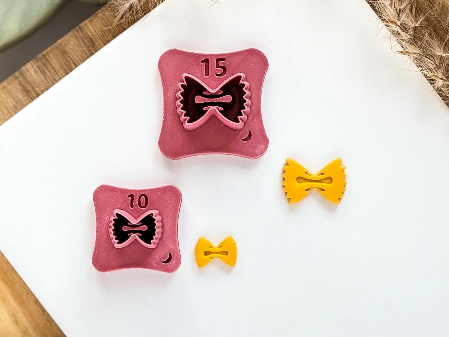 Micro bow pasta clay cutter, 1.5 & 1 cm mini pasta shaped cutters for polymer clay and silver clay, UK made-Micro Clay Cutters