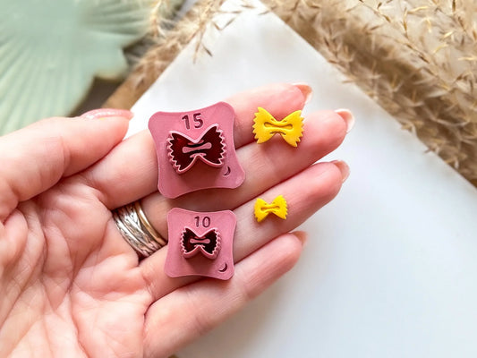 Micro bow pasta clay cutter, 1.5 & 1 cm mini pasta shaped cutters for polymer clay and silver clay, UK made-Micro Clay Cutters