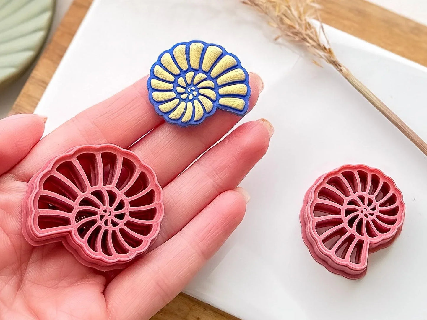 Shell Clay Cutter, snail shell or ammonite fossil shaped cutter for polymer clay and silver clay, various sizes available-Summer Cutters