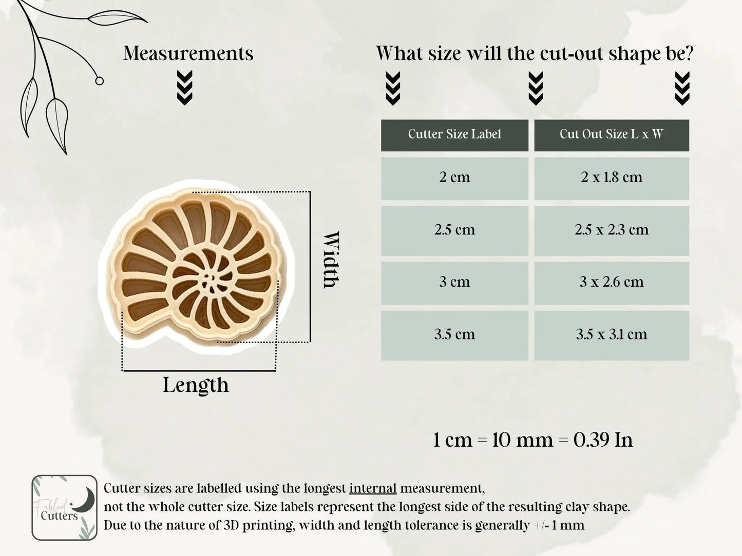 Shell Clay Cutter, snail shell or ammonite fossil shaped cutter for polymer clay and silver clay, various sizes available-Summer Cutters