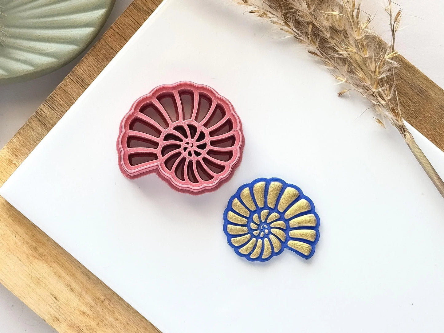 Shell Clay Cutter, snail shell or ammonite fossil shaped cutter for polymer clay and silver clay, various sizes available-Summer Cutters