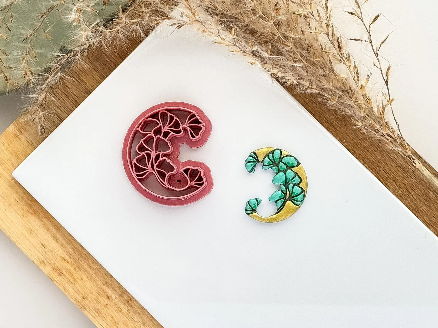 Moon Vine Clay Cutter, leafy imprint all-in-one clay cutter and stamp for celestial clay designs, 5 Sizes available - UK Made-Celestial Cutters