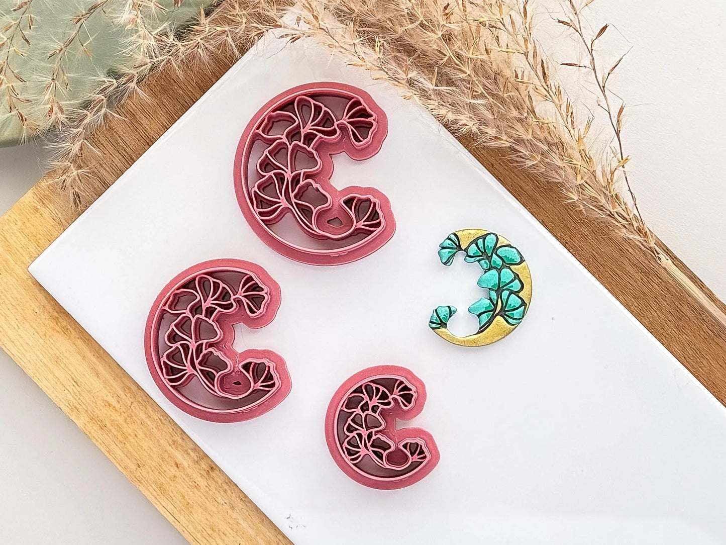 Moon Vine Clay Cutter, leafy imprint all-in-one clay cutter and stamp for celestial clay designs, 5 Sizes available - UK Made-Celestial Cutters