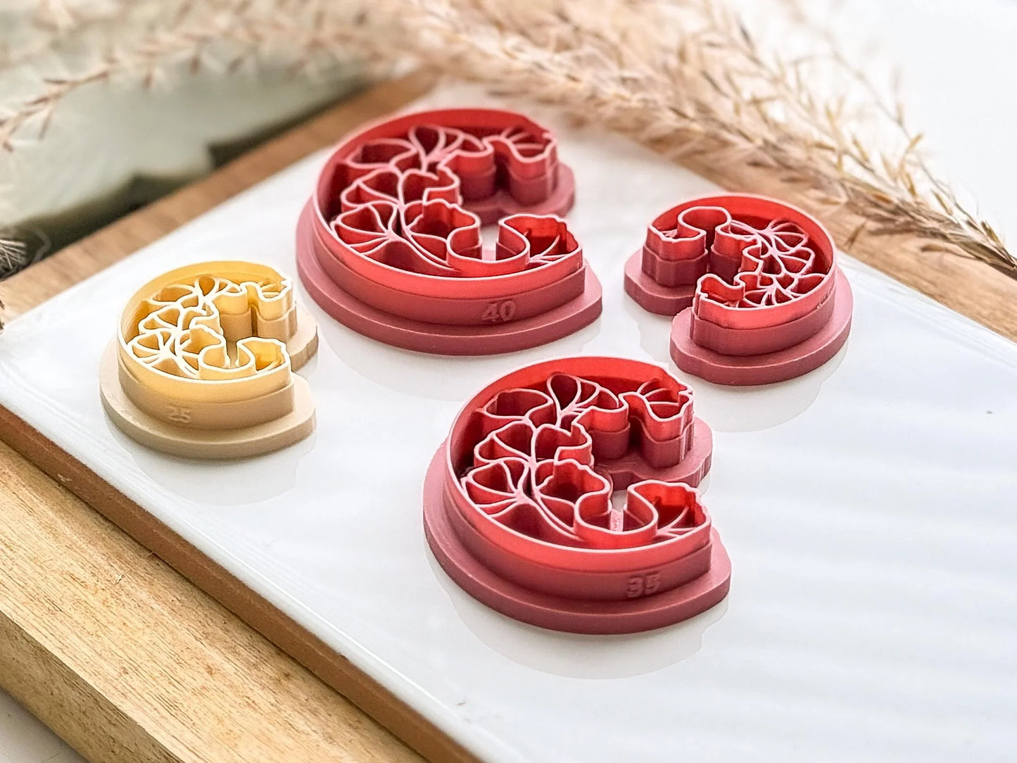 Moon Vine Clay Cutter, leafy imprint all-in-one clay cutter and stamp for celestial clay designs, 5 Sizes available - UK Made-Celestial Cutters