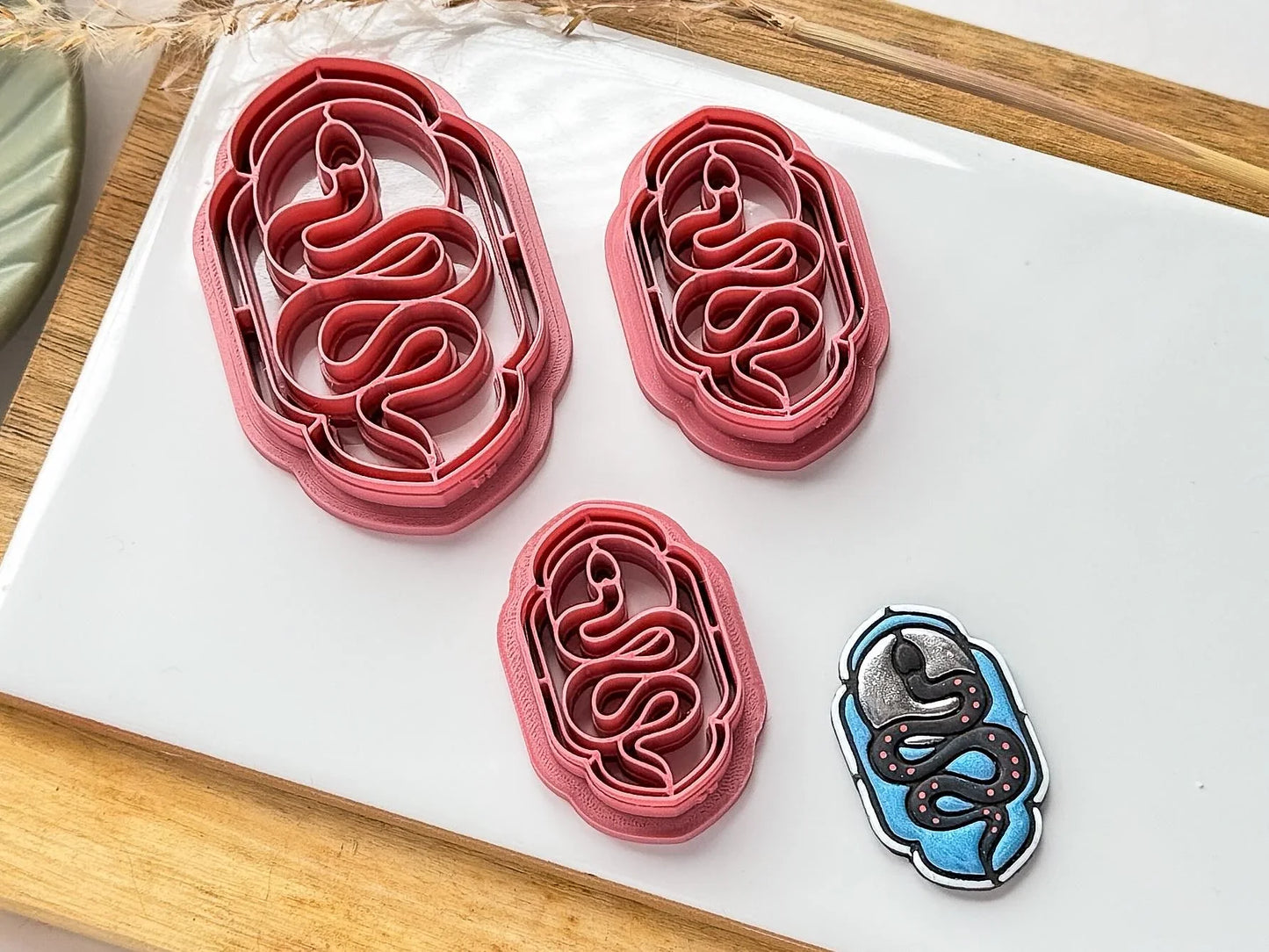 Snake Frame Clay Cutter, stained glass style snake and moon cutter for polymer clay and silver clay, various sizes available, made in the UK-Animal & Nature Cutters