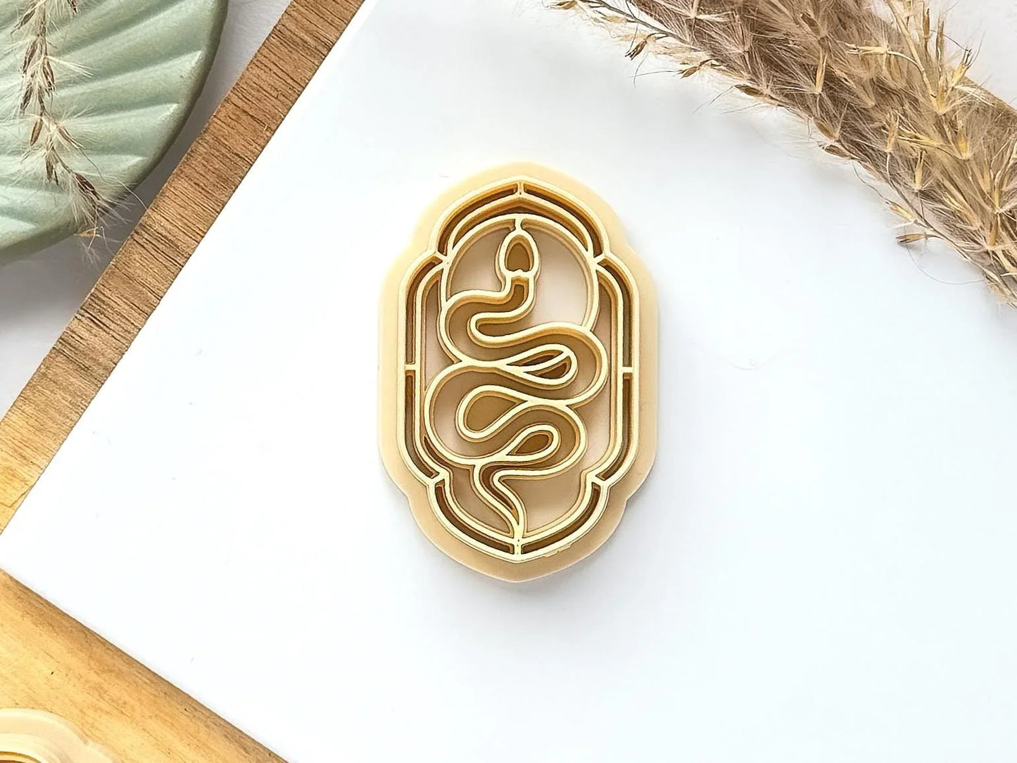 Snake Frame Clay Cutter, stained glass style snake and moon cutter for polymer clay and silver clay, various sizes available, made in the UK-Animal & Nature Cutters
