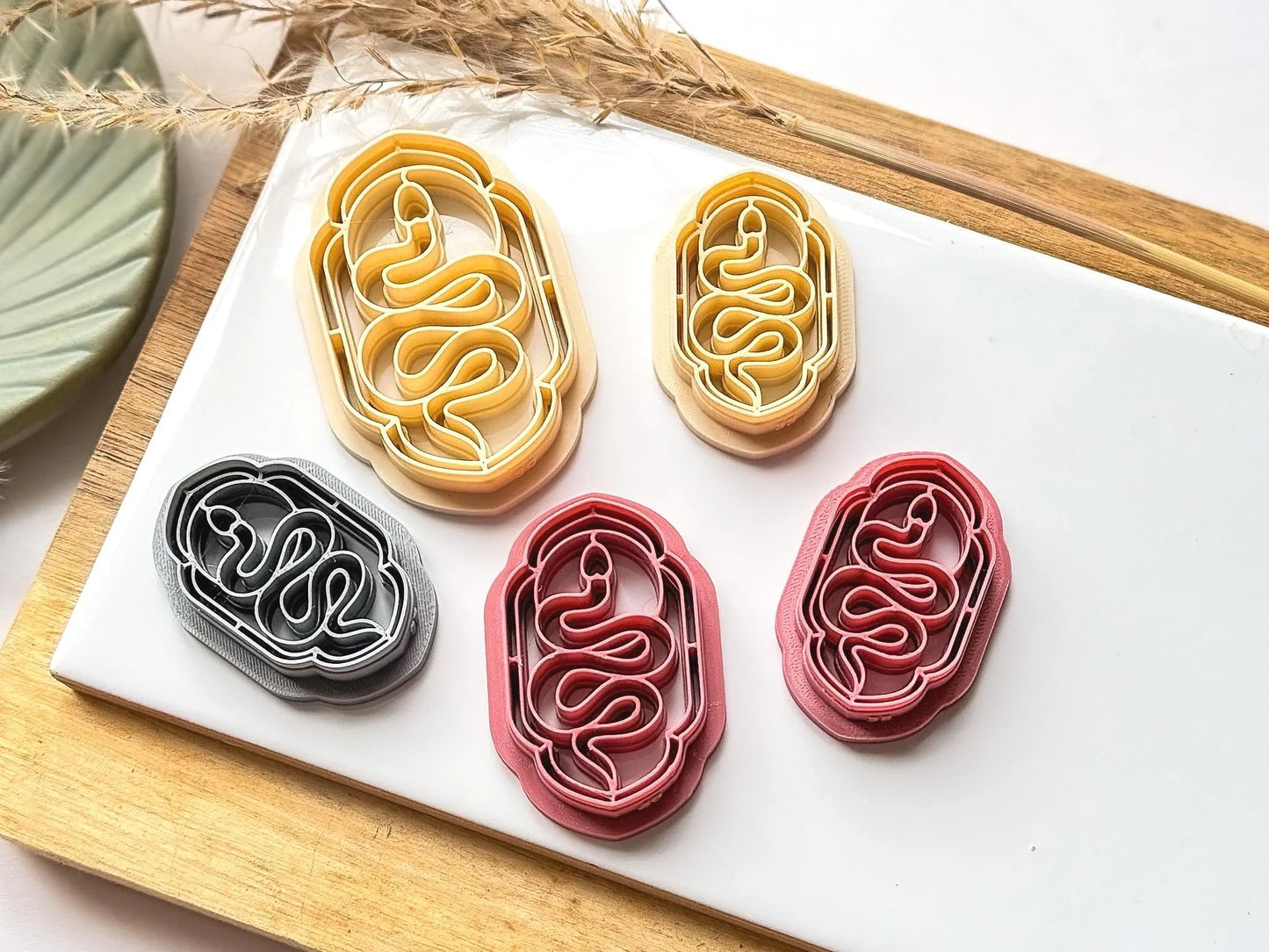 Snake Frame Clay Cutter, stained glass style snake and moon cutter for polymer clay and silver clay, various sizes available, made in the UK-Animal & Nature Cutters