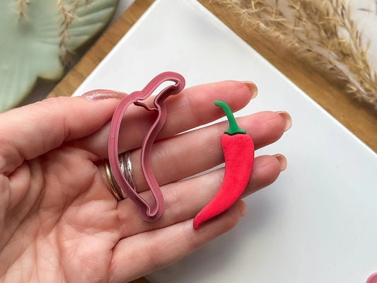Chili Pepper Clay Cutter Rounded, detailed spicy chili shaped cutter for clay, 5 sizes to choose from, Made in the UK-Food Themed Cutters