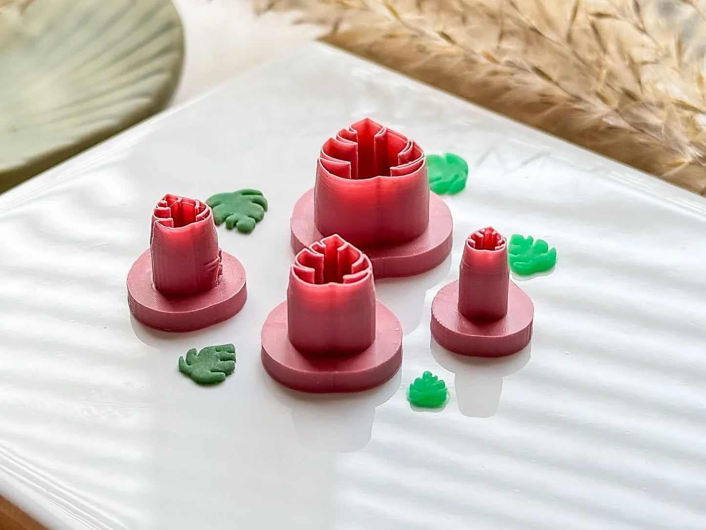 Micro monstera leaf clay cutters, set of 0.5 - 1.5 cm leaf shaped cutters for polymer clay and silver clay, tiny leaf cutter, UK made-Micro Clay Cutters