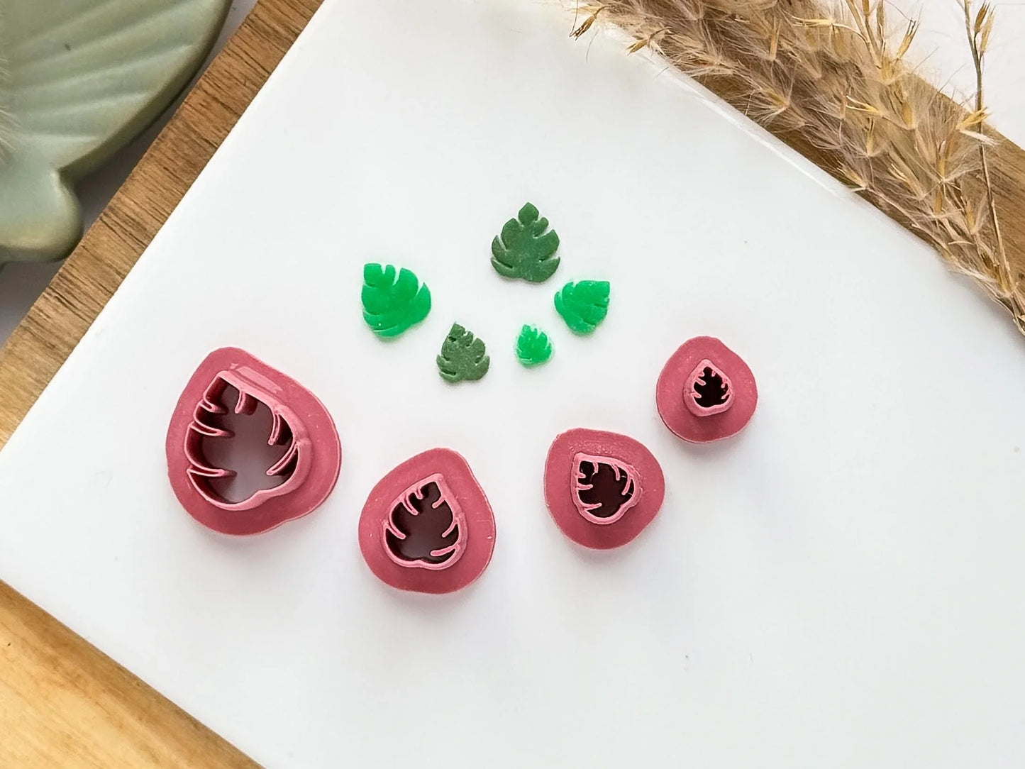 Micro monstera leaf clay cutters, set of 0.5 - 1.5 cm leaf shaped cutters for polymer clay and silver clay, tiny leaf cutter, UK made-Micro Clay Cutters