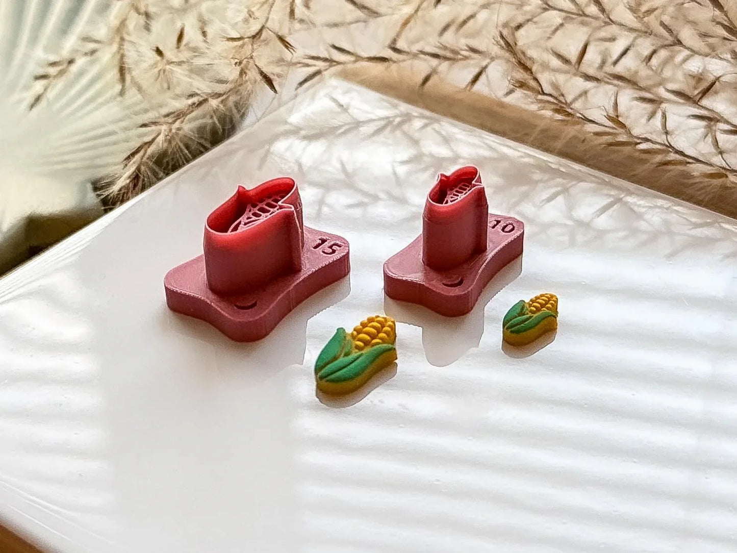 Micro corn clay cutter, 1.5 & 1 cm mini maize shaped cutters for polymer clay and silver clay, UK made-Micro Clay Cutters