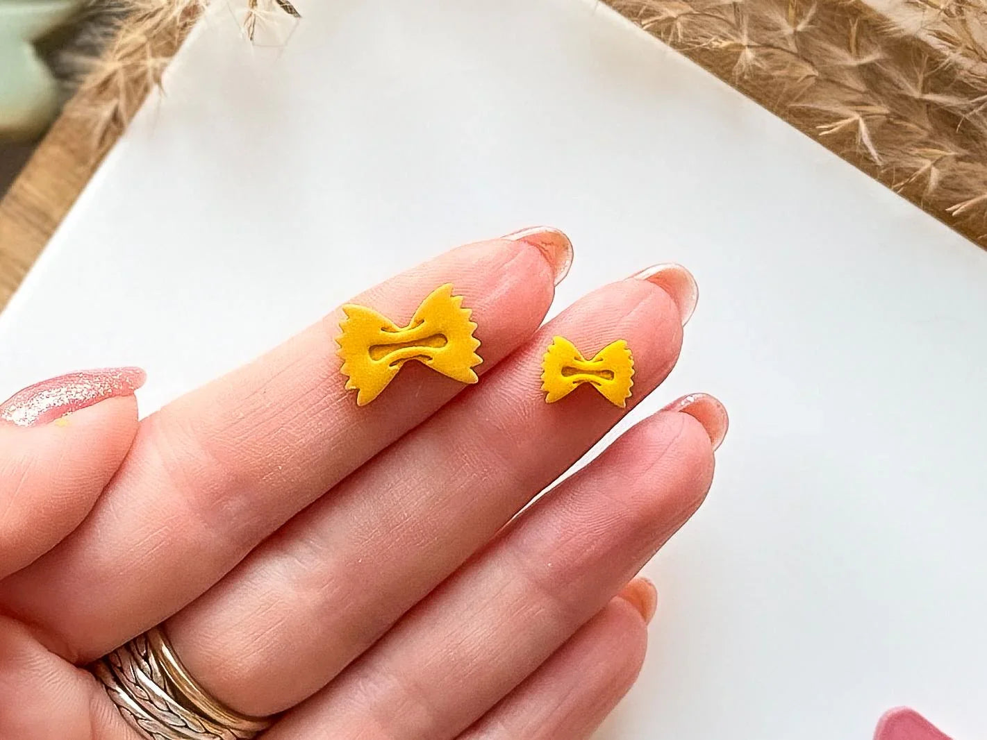 Micro bow pasta clay cutter, 1.5 & 1 cm mini pasta shaped cutters for polymer clay and silver clay, UK made-Micro Clay Cutters