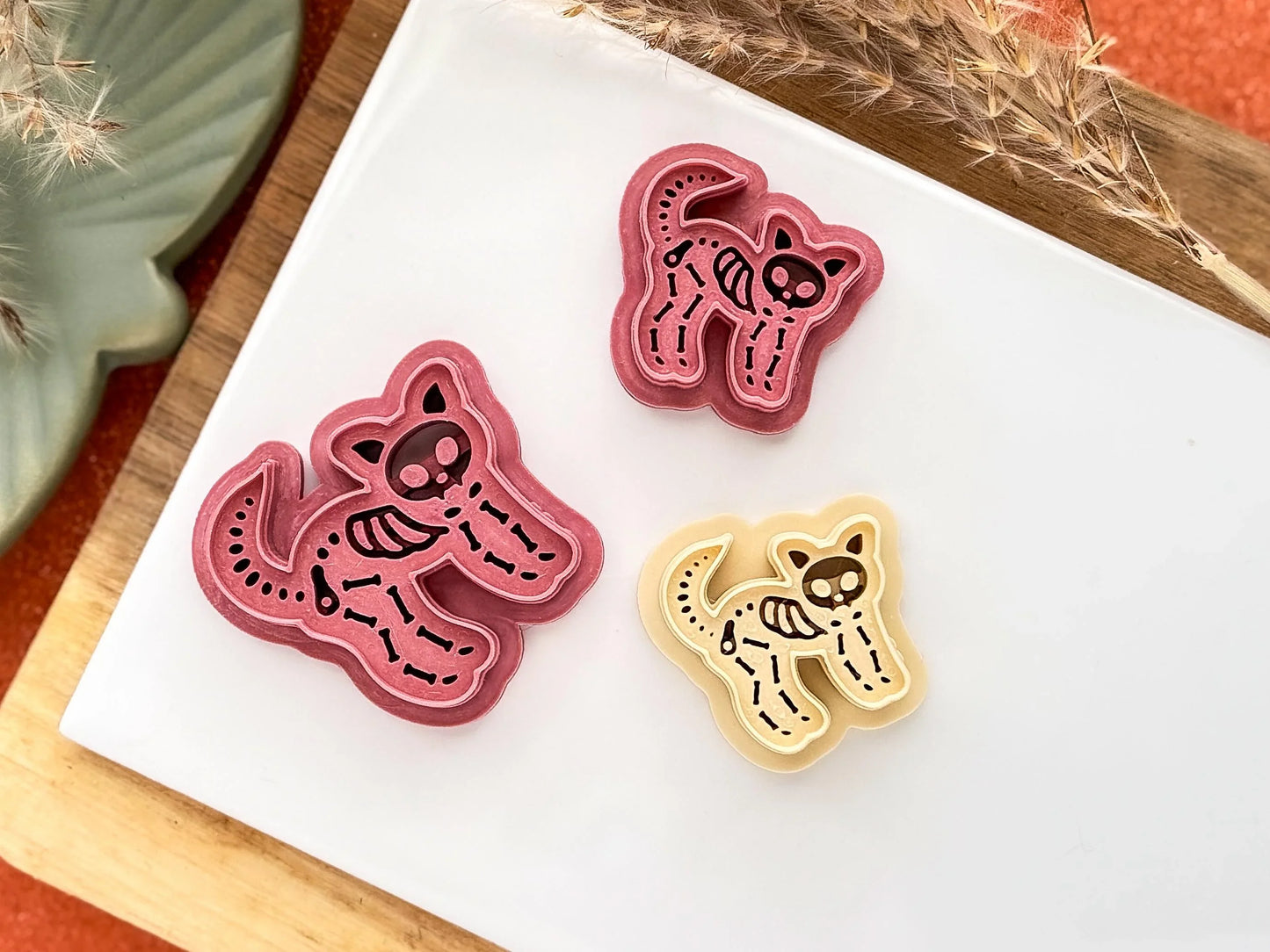 Cat Clay Cutter, cute Halloween skeleton cat cutter for polymer and silver clay, made in the UK-Gothic / Alt Cutters