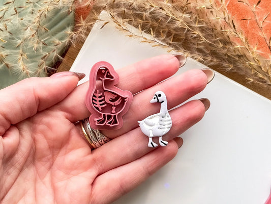 Duck Clay Cutter, cute Halloween skeleton duck cutter for polymer and silver clay, made in the UK-Gothic / Alt Cutters