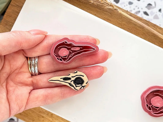 Bird Skull Clay Cutter, gothic style bird cutter for polymer and silver clay, 5 sizes available, Printed in the FC studio-Gothic / Alt Cutters
