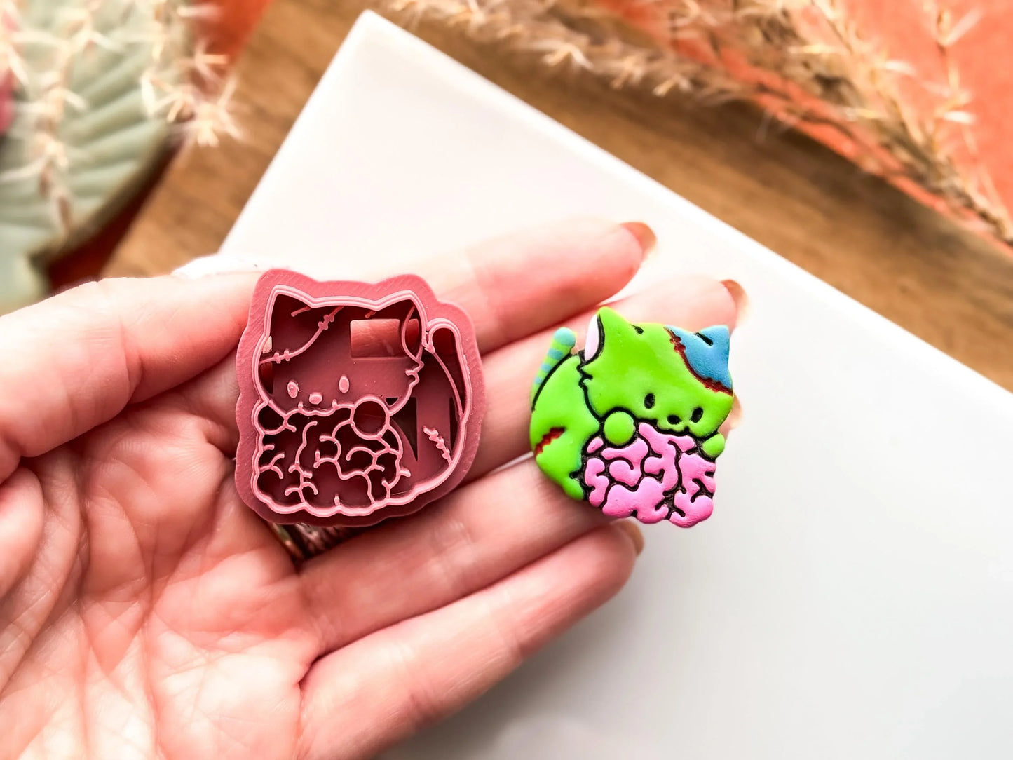 Zombie Cat Clay Cutter, cute Halloween cat cutter for polymer and silver clay, Made in the UK-Gothic / Alt Cutters