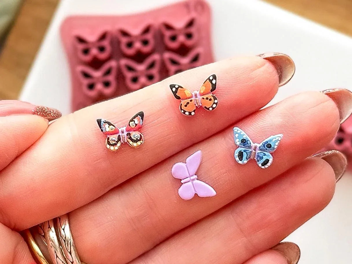 Thin Clay Cutter Mini Butterfly, set of 6 miniature cutters or single cutter for very thin clay-Micro Clay Cutters